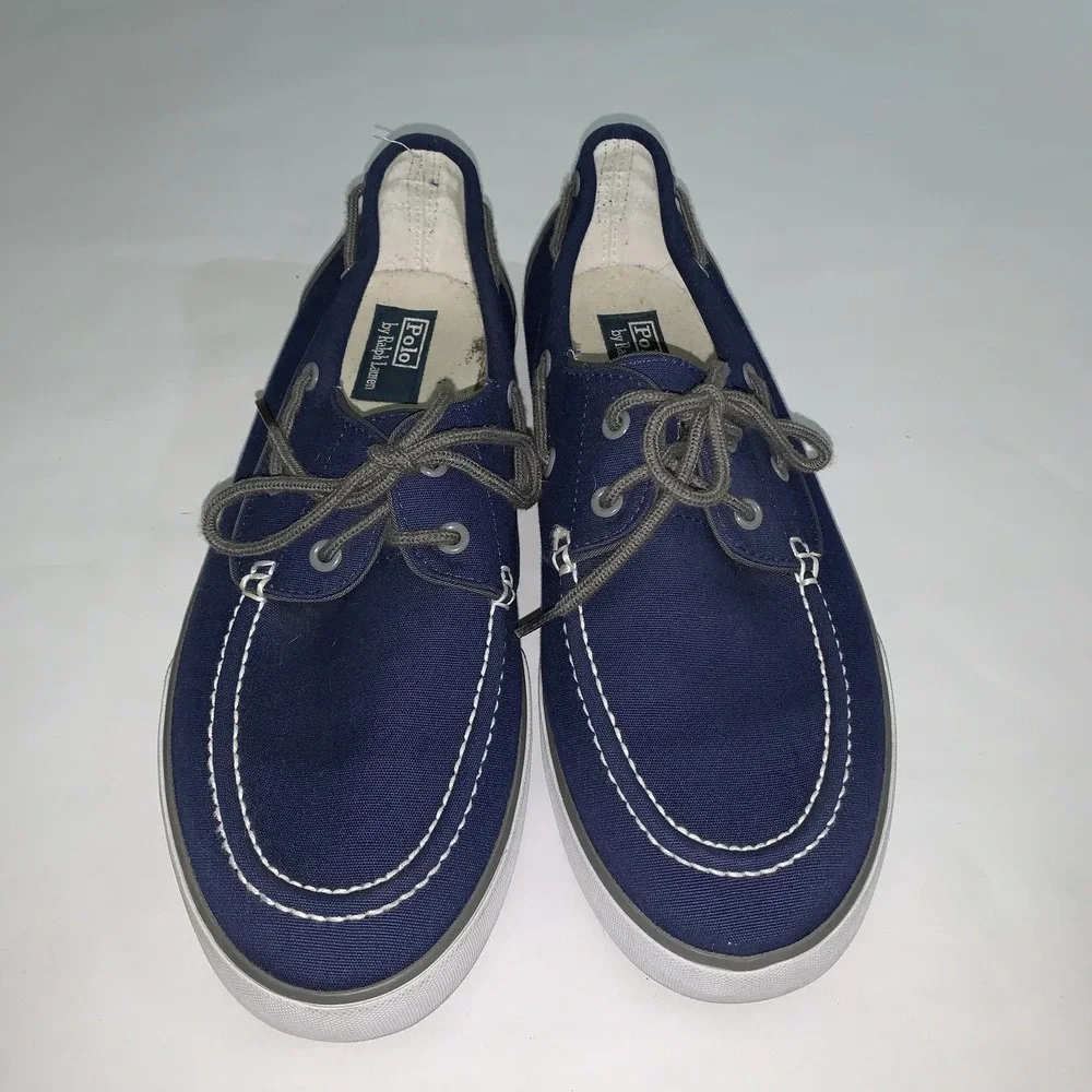 Polo Ralph Lauren Shoes Mens Size 12 Blue Canvas Boat Loafers Casual Comfort